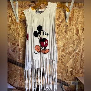Disney by Jackie Brander embroidered and fringed Mickey Mouse shirt.